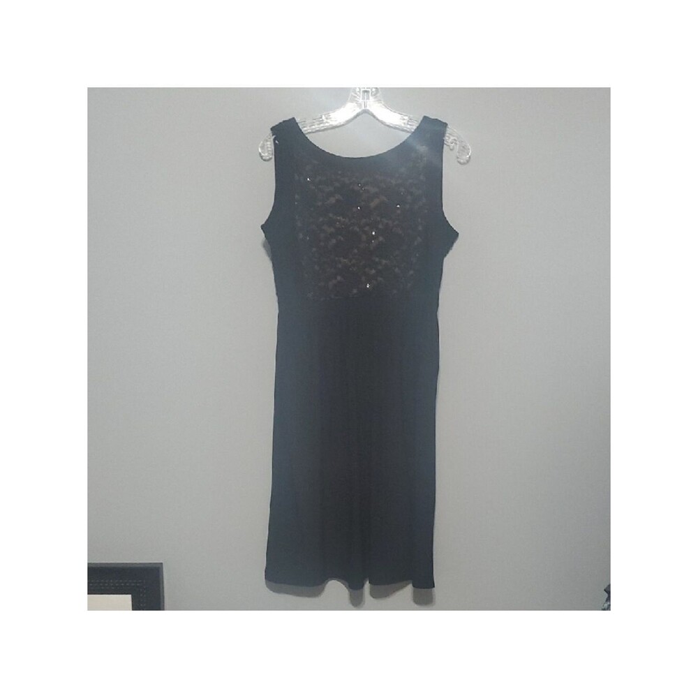 R&M Richards Petite Dress Womens Size 8 Black Sleeveless Lace Sequin Detail